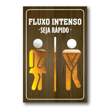 Imagem de Placa Decorativa Cerveja Fluxo Intenso Banheiro Mdf 20x30 Cm