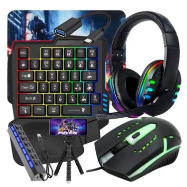 Imagem de Kit Gamer Mobilador Celular Teclado Mouse Fone Tripé Hub Usb - lehmox