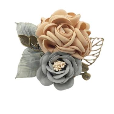 Imagem de Joynaamn Broche de rosa para mulheres, elegante flor colar lapela tecido para terno vestido blusa festa fantasia casamento buquê de noiva presente de dia das mães, champanhe