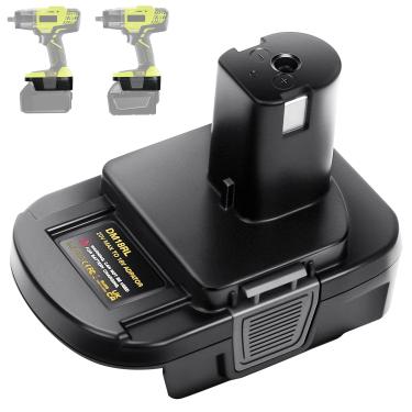 Imagem de LaiPuDuo Adaptador de Bateria DM18RL para Milwaukee, Dewalt e Ryobi 18V/20V USB 18V DC 18W Preto