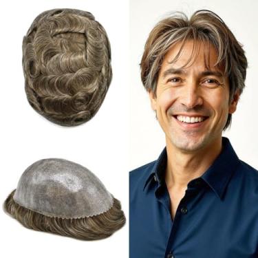 Imagem de Generic Sistema De Substituição Capilar Para Homens, Peruca Poliéster, Unidade Humana, Pele Poliuretano, Peça Cinza, Preta, Marrom, Perucas, Prótese Masculina (#620 6# Claro Com 20% Cinza Sintético)