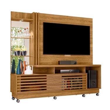Imagem de Estante Home Theater Frizz Plus Para Até 60 Polegadas Com Rodízios 2 Portas - Madetec Móveis Cumaru