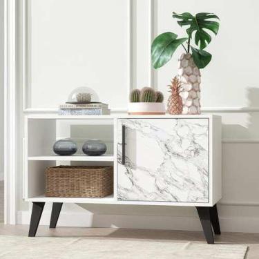 Imagem de Rack Balcão P/ Sala Com 1 Porta E Adesivo Mármore BPP24