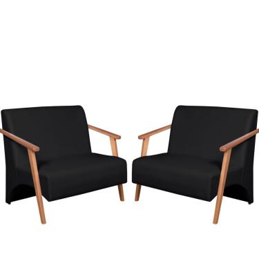 Imagem de Kit 2 Poltronas Namoradeira Venus Braço Madeira Maciça Tecido Sintético Unidecor