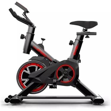 Imagem de Bicicleta Ergométrica Spinning Magnética Premium Vertical Silenciosa – Assento Ajustável, Display LCD de Tempo/Calorias, Suporta 100kg cor Preta e Vermelha
