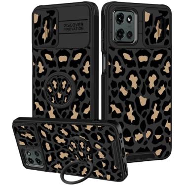 Imagem de Goocrux Capa para Moto G 5G 2025 - Capa de telefone feminina bonita moda exclusiva design estético capa de câmera deslizante com suporte de anel capas para Motorola G 5G 2025, leopardo