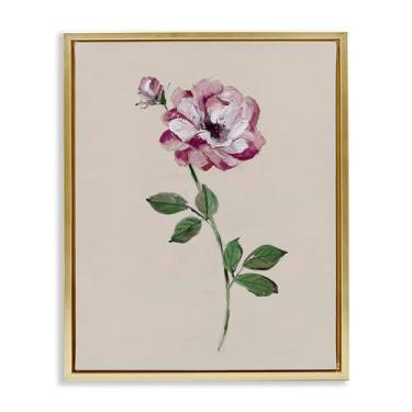 Imagem de Stupell Industries Jewel Rose Sprig Gold Framed Floater Canvas Wall Art Design por Sally Swatland, 78 x 63 cm