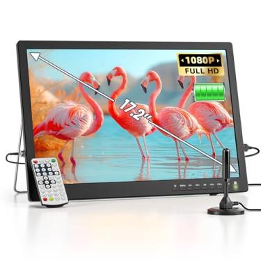 Imagem de NORTHING TV portátil de 43.7 cm para acampamento, 7000 mAH com entrada de antena/USB/HDMI/AV, T V pequeno de 12 V para acampamento, quarto, cozinha, rv, pátio, carro, falta de energia, temporizador