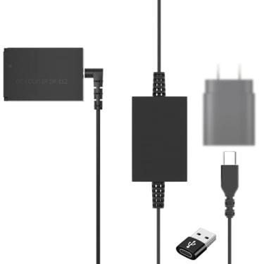 Imagem de QUZOC Kit de cabo USB C acoplador CC DR-E12 substitui ACK-E12 adaptador de alimentação CA LP-E12 bateria falsa compatível com câmeras digitais Canon EOS M200, M50, M50 Mark II, M100, M M2 M10, Kiss M