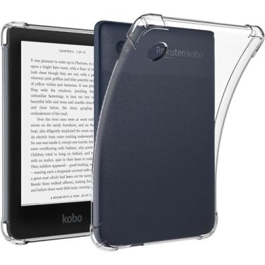 Imagem de JKase Capa TPU transparente compatível com Kobo Clara 2E (6 polegadas) 2022, capa traseira flexível de silicone macio e leve à prova de choque transparente
