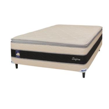 Imagem de Cama Box Casal Conjugada Bonno Safira com Pillow Top 138x188x66cm, BEG
