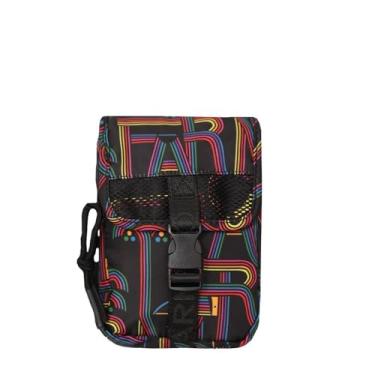 Imagem de Farm Bolsa Transversal Fervo Logotuca, Preta com Estampa Colorida, Alça Ajustável