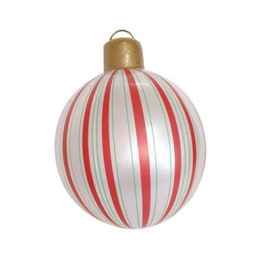 Imagem de oshhni Bola de Natal inflável, enfeite para festa, decoração de Natal, pingente pendurado para entrada de jardim, shoppings de festivais, Vermelho