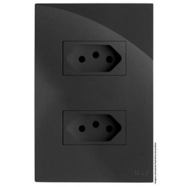 Imagem de Cj Tomada Dupla 10A + 20A 4X2 Recta Grafite Gloss