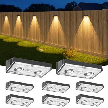 Imagem de NIORSUN Luzes de cerca solar, pacote com 8 lâmpadas de convés, luzes de LED brancas quentes para ambientes externos, luz IP45 à prova d'água para quintal/piscina/trilho/pátio/varanda/degrau/exterior