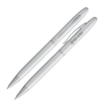 Imagem de Caneta Crown Viena Com Gravação Nome Logo Laser Original Presente (Prata)