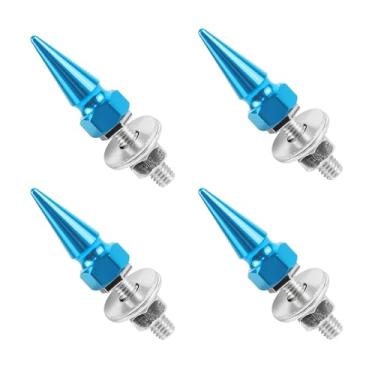 Imagem de Ongfuwu Parafusos de placa de carro 4 peças, parafusos de placa de licença antifurto em forma de espigão para carros, parafusos decorativos de alumínio para moldura de etiqueta de veículo, acessórios