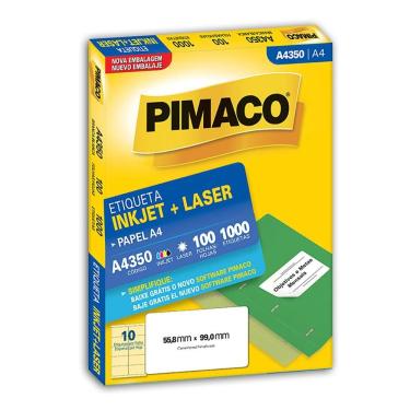 Imagem de Etiqueta inkjet/laser A4350 com 100 folhas Pimaco