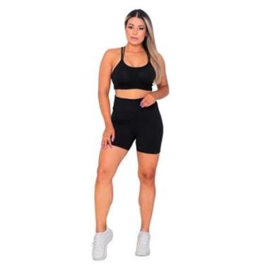 Imagem de Conjunto Fitness Academia Top Alcinha com Bojo e Short Cor:;Tamanho:Unico-Feminino