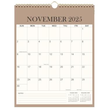 Imagem de Calendário 2025-2026 - Calendário de parede de 20 meses de novembro de 2025 a junho de 2027, calendário vertical, 30,5 x 36,8 cm, bege