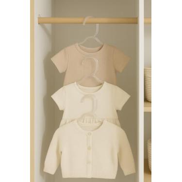 Imagem de Cabide Infantil Kit 24 Peças Cabides Infantis Reforçado Multiuso Vestidos Calças Camisetas Bermudas Acrilico Transparentes Resistentes Leves Roupas Criança Bebê Closet