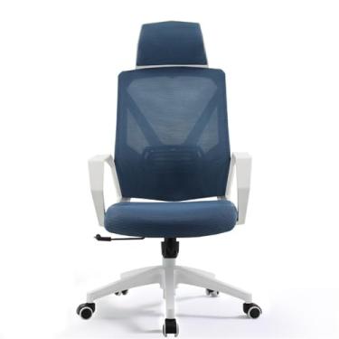 Imagem de Cadeira de escritório cadeira de escritório confortável cadeira giratória para casa cadeira de conferência malha de encosto alto com travesseiro, apoios de braço e rodas, cadeira ergonômica ajustável