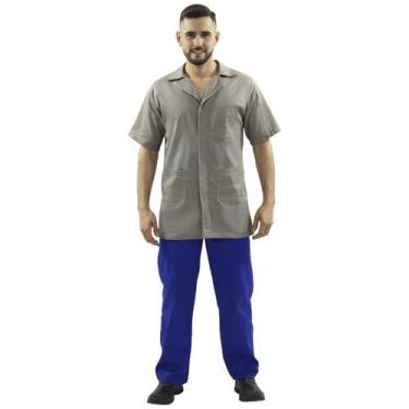 Imagem de Kit Guarda Pó Jaleco Masculino E Calça Uniforme Profissional Para Cons