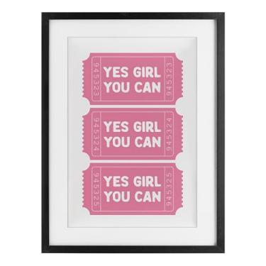 Imagem de Stupell Industries Yes Girl You Can Tickets Impressão emoldurada preta sob vidro, design por Lettered and Lined, 23 x 17