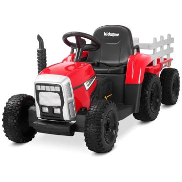 Imagem de Trator Elétrico Infantil com Pneus de EVA e Motores Duplos de 35W, 12V 7AH, Kidzone, Vermelho