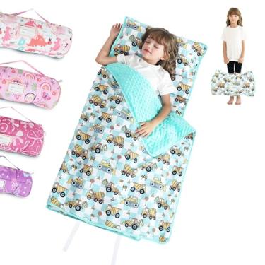 Imagem de Tapete de dormir infantil para pré-escola 127 x 76 cm com travesseiro removível e cobertor de minky para crianças de 3 a 7 anos, saco de dormir macio para meninos e meninas, jardim de infância, festa