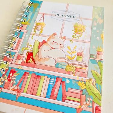 Imagem de Planner Semanal Agenda Permanente 2026 Wire-O Notas Gatinho A5 (Datado 2026 - Coral)