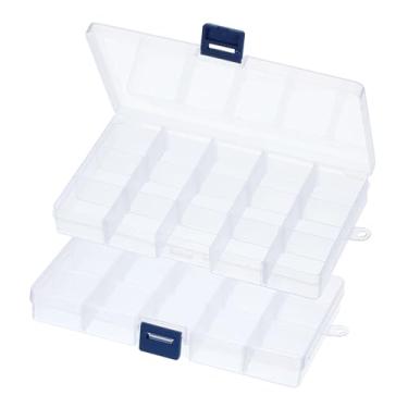 Imagem de Organizador de pingentes de unhas de 17 x 10 x 2,5 cm, 2 organizadores de artesanato e caixa de armazenamento, caixa organizadora de contas de plástico transparente, joias e ferramentas de pesca