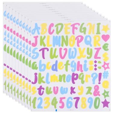 Imagem de Adesivos com 10 folhas de letras e números, adesivos do alfabeto para caixa de correio, adesivos de letras maiúsculas, letras de scrapbook, à prova d'água, etiquetas de letras com glitter para