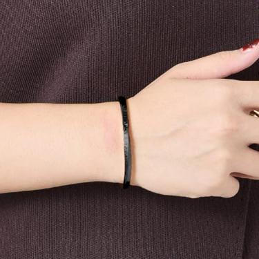 Imagem de Pulseira masculina lisa com frase positiva banhada a prata/ouro/preto, minimalista, joia ajustável, One Size, Aço inoxidável, Sem Pedra Preciosa