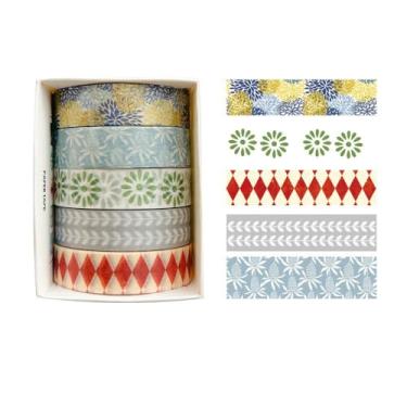 Imagem de Conjunto de adesivos Washi com 5 rolos de 2 m, adesivos decorativos para artes faça-você-mesmo artesanato material diário scrapbook cartão embrulho