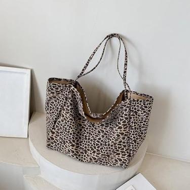 Imagem de Bolsa de ombro feminina de lona - bolsas transversais de grande capacidade, leve e versátil para viagens e uso diário, Marrom, Large