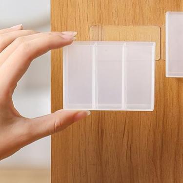 Imagem de Caixa de armazenamento de 3 compartimentos montada na parede, transparente, autoadesiva, perfuradora, ideal para casa e banheiro