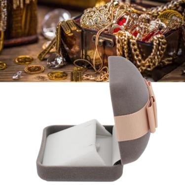 Imagem de Caixa de joias de veludo, com forro macio, elegante, estojo de armazenamento de joias de veludo, cinza escuro para pedido (caixa de brinco)