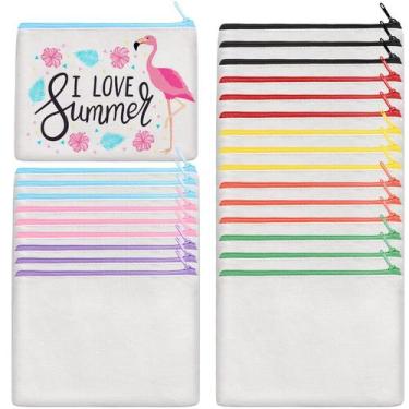 Imagem de Bolsas de maquiagem AMADAILY Canvas 24 unidades com zíper colorido 20x
