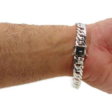 Imagem de Pulseira Masculina Grumet Dupla Grossa 8mm De Prata Maciça 925 Fecho G