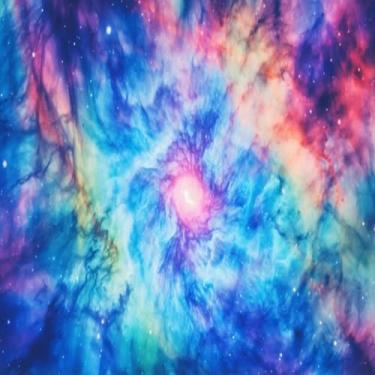 Imagem de Quadro Decorativo Arte Abstrata Neon Colorido em Aquarela para Parede 50x50cm