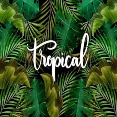 Imagem de Quadro Decorativo Tropical Word Lettering com Folhagens - Decoração Moderna Para Paredes 50x50cm