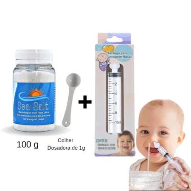 Imagem de Kit Sal Para Lavagem Nasal + Seringa com Bico de Silicone - Ecommerce 
