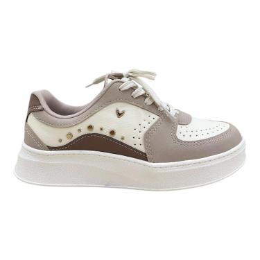 Imagem de Tenis Feminino Mississipi Casual Conforto Plataforma Superleve Amarração Antiderrapante Mc918 Marfim-Feminino