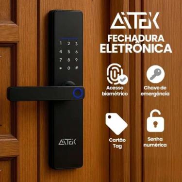 Imagem de Fechadura Eletrônica Senha Cartão Chave Estoque - Atena