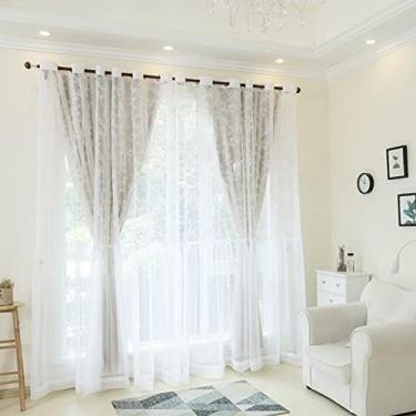 Imagem de Cortina blackout painel de tule branco transparente, renda de voile macio, painéis sólidos, cortinas com isolamento térmico, cortinas forradas com ilhós, para sala de estar, quarto de menina, cortina