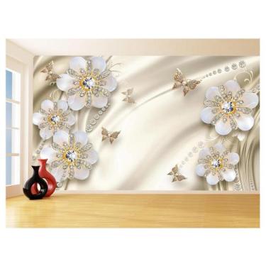 Imagem de Papel De Parede 3D Floral Textura Sala Flores 3,5M Xfl351 - Você Decor
