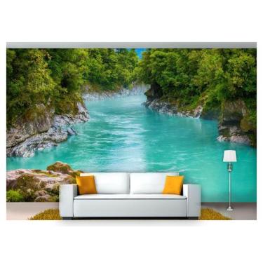 Imagem de Papel De Parede Lago Azul Rio Canyon Água 3D Nlk142 - Você Decora