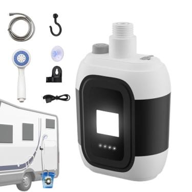 Imagem de Chuveiro portátil ao ar livre, bomba de chuveiro elétrica com luz para caminhadas | Carregamento USB externo equipamento de aventura para viagens, animais de estimação, banho, praia, caminhadas