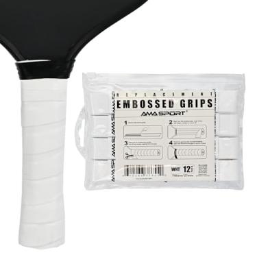 Imagem de PICKLETECH AMA Sport Pickleball Paddle Overgrip Tape - Pacote com 12 - Aderência macia e pura - Aderência absorvente e confortável para raquete de pickleball - branca